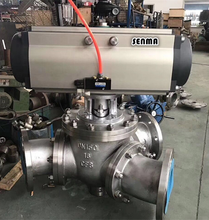 气动三通135度Y型放料球阀Q642F
