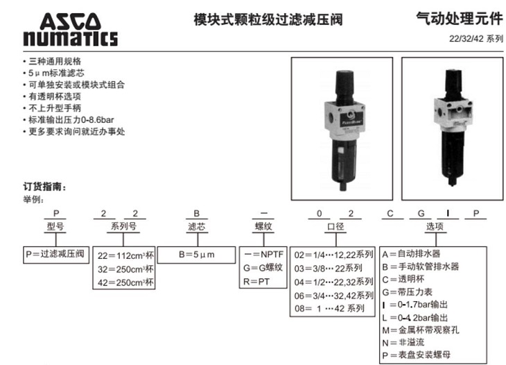 美国ASCO过滤减压阀P22BG03G