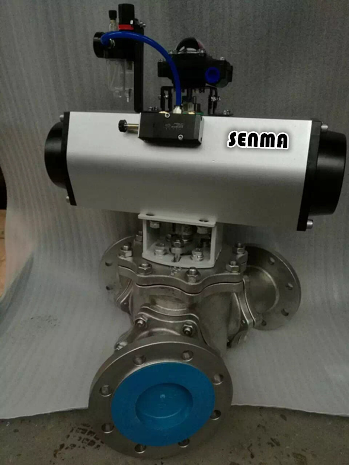 气动三通135度Y型放料球阀Q642F